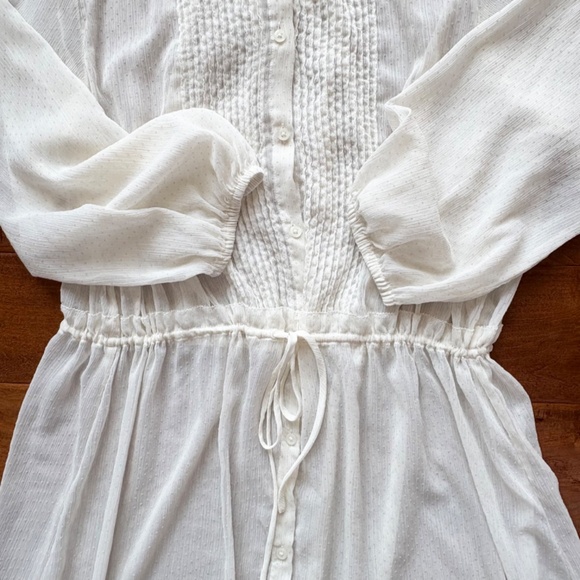 Uniqlo Button-Down Front Pintuck Midi Dress M Tie-Waist - Picture 2 of 15